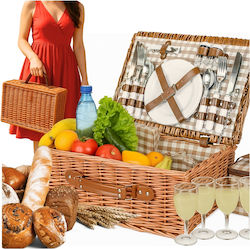 Picnic Basket Wicker Basket 4-person Set Thermal Bag Cutlery Plates More&deco