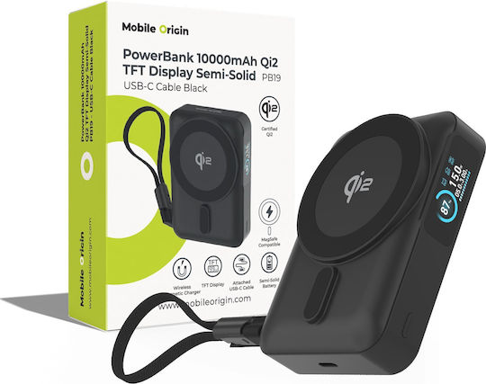 Mobile Origin PB19 MagSafe Power Bank 10000mAh 20W με Θύρα USB-C Power Delivery Μαύρο