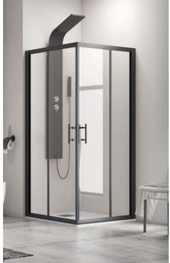 Karag Flora100 Duschkabine mit Schiebetür 150x70x190cm Matte Schwarz