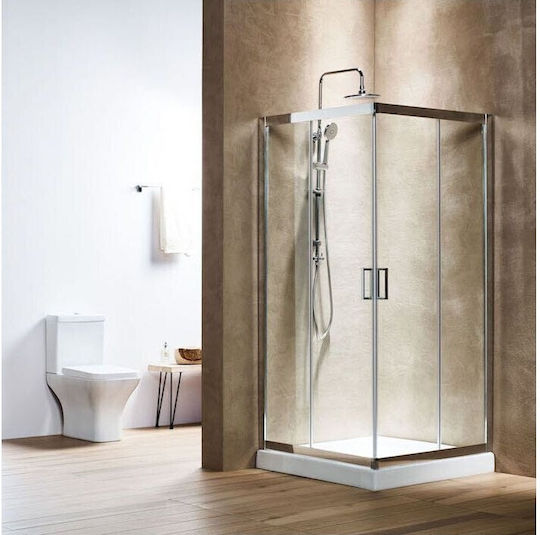 Tema Line Кабина Душ с Плъзгаща Се Врата 90x90x180cm Прозрачно Стъкло Tema Line Кабина Душ с Плъзгаща Се Врата 90x90x180cm Прозрачно Стъкло