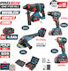 Bormann Pro BBP5438X44T4CA Battery Tool Set Angle Grinder Impact Drill Driver Impact Wrench & Rotary Hammer Brushless with 2 Batteries 4Ah and Case
