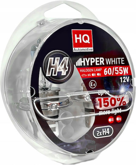 H4 12v 60/55w Lămpi Auto Alb Hyper +150% 2 Bucăți