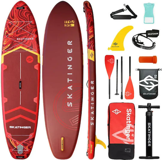 Skatinger Prana Φουσκωτή Σανίδα SUP με Μήκος 3.5m Κόκκινη