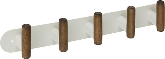 Κρεμάστρα Τοίχου Ξύλινη 5 Θέσεων Μπεζ 40x7.5x5.2cm