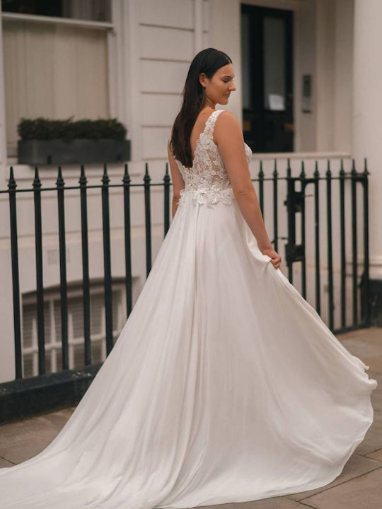 Maxi Wedding Dress with Lace White