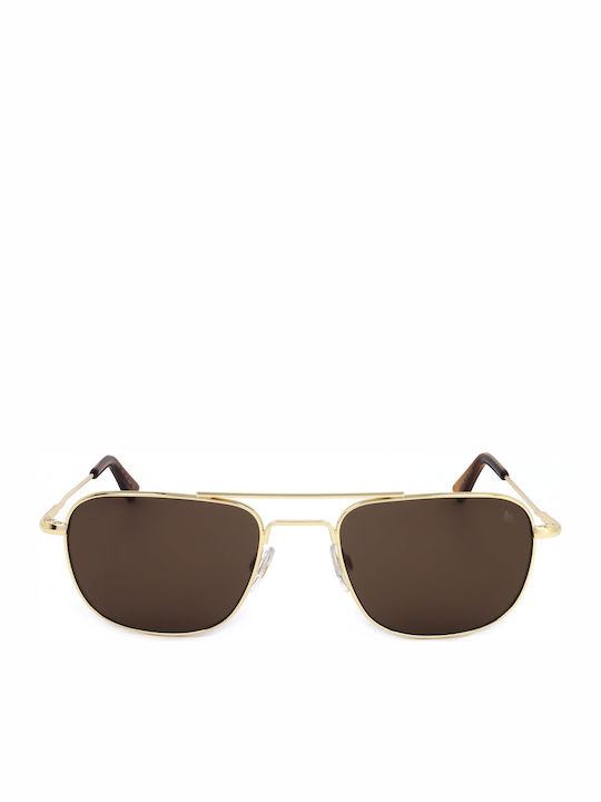 American Optical Unisex Sunglasses with Gold Frame and Brown Lens