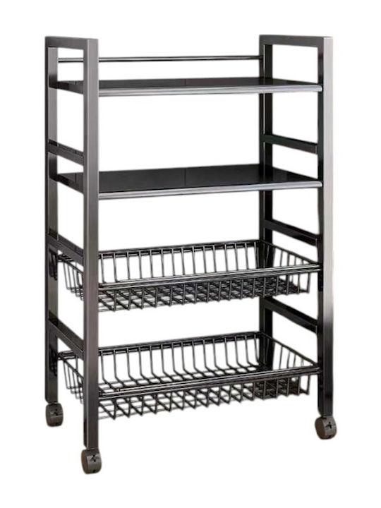 Kitchen Trolley Metallic Black 98x50x32cm
