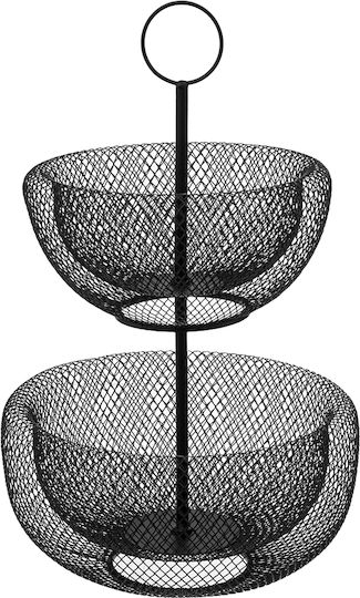 Obstschale Metallisch 2 Niveaus Schwarze 28,5x28,5x42cm