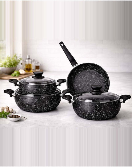 SteweHome Set De Vase De Gătit Cu Acoperire Antiaderentă 7 Piese