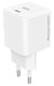 Powertech Charger Without Cable GaN with USB-C Port 100W Power Delivery White (PT-1612)