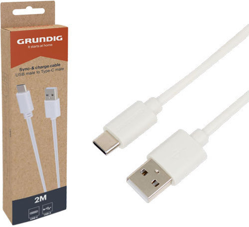 Grundig USB 2.0 Cable USB-C male - USB-A Λευκό 2m 19.02.0078