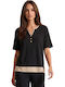 Women's Blouse with V Neckline Black