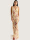 Sommer Maxi Wickel Damenkleid Gelbe