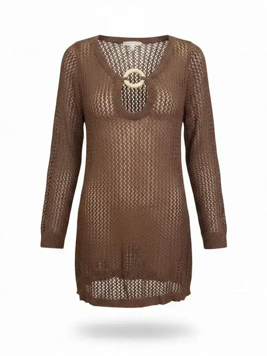 Modern Ocean Women's Mini Beach Dress Brown