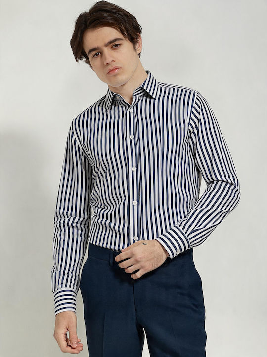 Long Sleeve Striped Blue Shirt