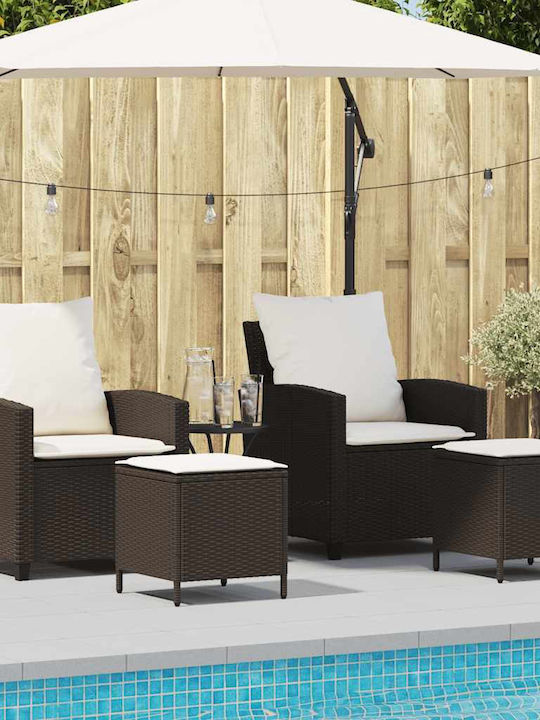 vidaXL Outdoor Rattan Armchair Brown with Cushi...