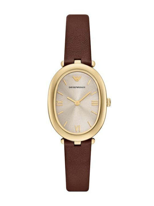 Emporio Armani Womens Watch 34mm Battery with Brown Leather Strap