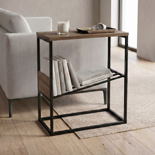 Rectangular Side Table Tenol Wooden Light Walnut W55xD25xH62cm