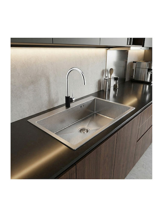 Sanitec Vision 7750hs Drop-In Кухненска Мивка Inox Сатен М77xШ50см Черен