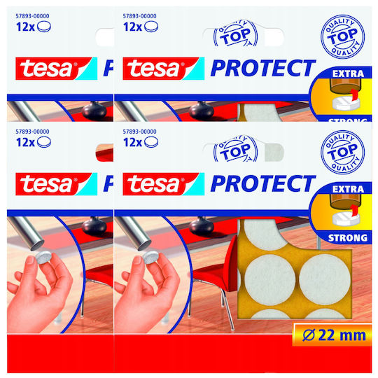 Tesa Self-adhesive Felt Pads Furniture Chairs White 22mm 12pcs X4