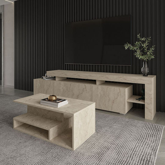 Правоъгълно Централно Кафе Масичка Vera Дървена Travertine Ш90xД56.2xВ10см