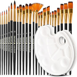 Set 25 Brushes Tritart 2 Painting Palettes Black Gold Set 25 Brushes Tritart 2 Painting Palettes Black Gold