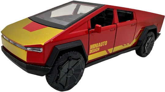 Model Roșu Tesla Cybertruck Scara 1:32 Metalic Lumini Sunete Uși Deschise