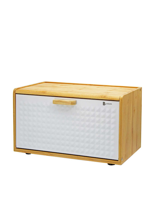 Brunbeste Ψωμιέρα με Καπάκι από Bamboo Λευκή 37x20.5x22cm