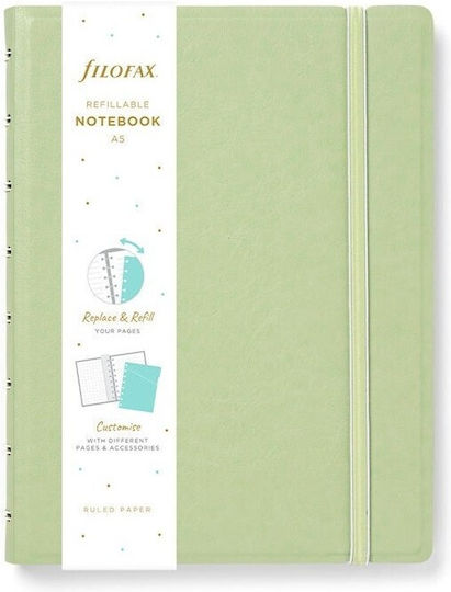 Filofax Σημειωματάριο Σπιράλ A5 Ριγέ με Λάστιχο Πράσινο