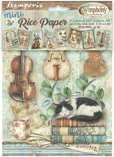 Комплект 8 Оризови Харти Наколки Stamperia 10.5×14.8cm Symphony