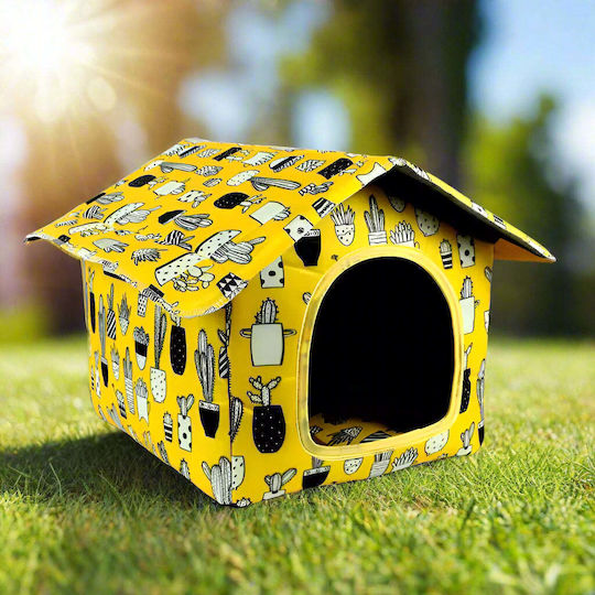 Hundehütte mit Hof Außenbereich Gelbe 48x48x51cm