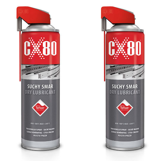 Cx80 Duospray Dry Teflon Lubricant Chain Locks Guides 500ml X2
