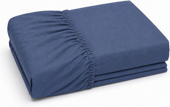 Comfort Super-Doppel Bettlaken 160x200cm mit Gummibettlaken Blau