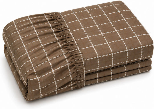 Comfort Σεντόνι Υπέρδιπλο με Λάστιχο 160x200εκ. Καφέ