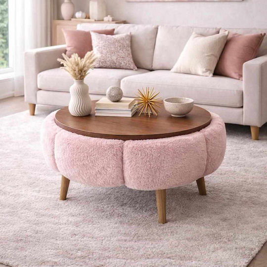 Rundes Beistelltisch aus Holz Pink M60xB60xH44cm