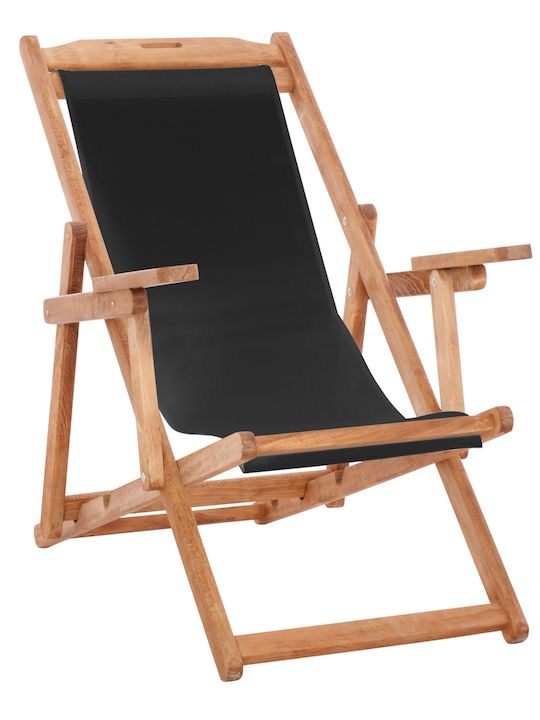 Sezlong Limnos Din Lemn Cu Brațe Negru 62.5x97x...