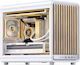 D33 Gaming Mini Tower Computer Case with Side Window Wood / White