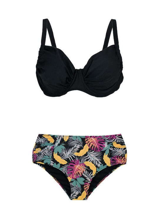 Bikini Set Floral Black