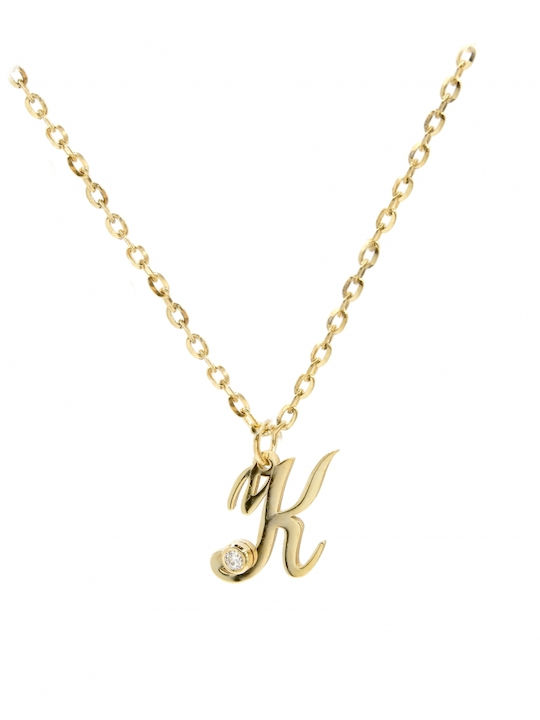 Personal Jewel Monogramm Halskette K aus Vergoldetem Silber mit Zirkon