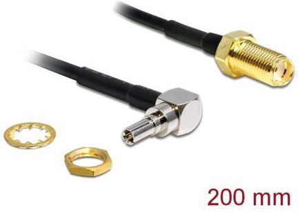 Delock Адаптер За Антена Sma Жак Bulkhead Към Crc-9 Щепсел Под Ъгъл 90 Градуса 200 Мм 88466