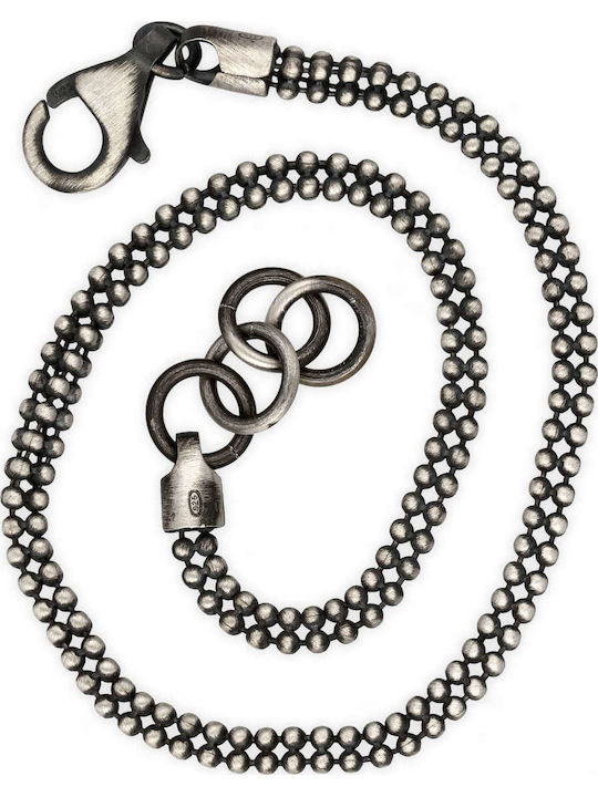 Men's Bracelet Chain Small Beads Handmade Silver 925 22cm