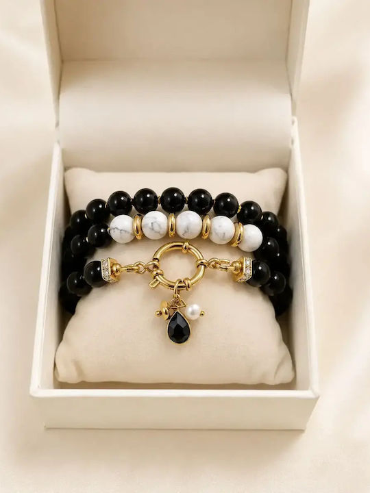 The Gem Stories Women's Chain Bracelet Gold Plated Steel with Zircon 17.8cm