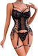 Sexy Dessous-Set Straps Damen Schwarz 7116