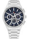 Tommy Hilfiger Sam Ανδρικό Ρολόι Χρονογράφος Μπαταρίας με Ασημί Μεταλλικό Μπρασελέ