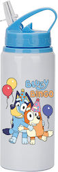Water Bottle Bluey 600ml White Light Blue Cap