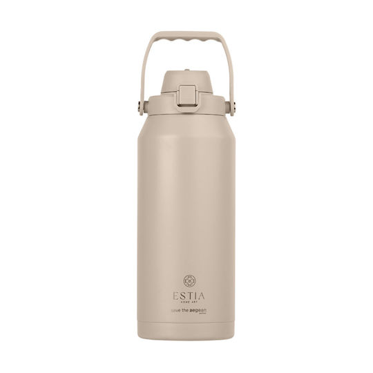 Estia Lift Bottle Save The Aegean Recyclable Thermos Bottle Stainless Steel BPA Free 1.8lt Dune with Handle