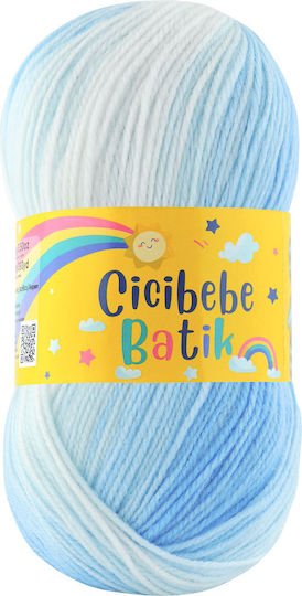 Kamgarn Cicibebe Batik Knitting Yarn Col550-02 Light Blue Multicoloured Acrylic 100gr 360mtr