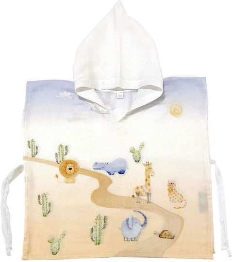 Stewehome Kinder Strandponcho 100% Baumwolle Tiermuster