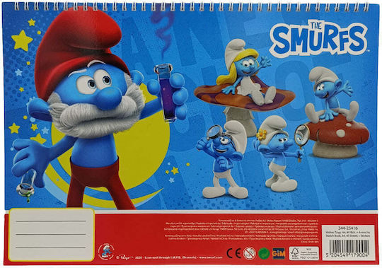 Gim Μπλοκ Ζωγραφικής Αυτοκόλλητα Smurfs 23x33 Εκ 40 Φύλλα