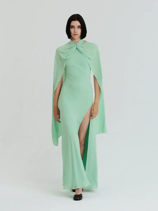 Summer Maxi Evening Dress Open Back Aloe Vera
